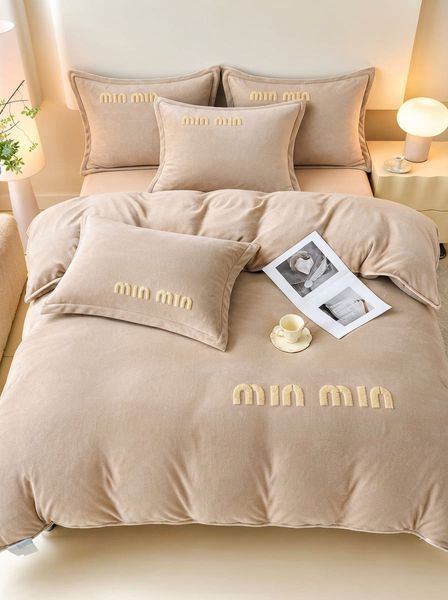 Комплект велюрового постельного белья &bull; min-min &bull; Песочный Бархат VELOUR-MINMIN-EURO-SAND-VELVET фото