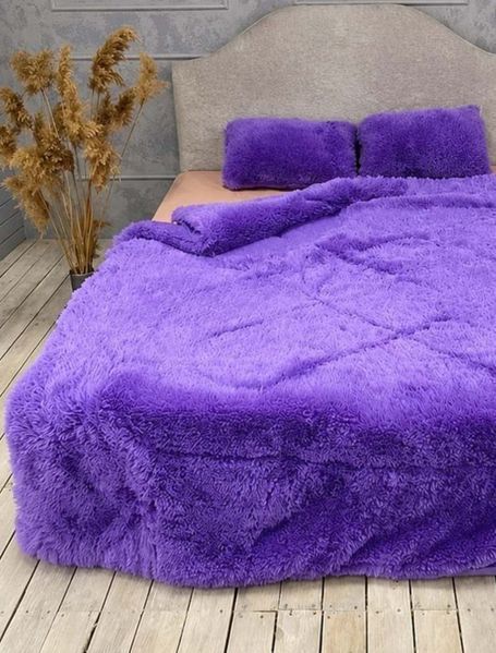 Покрывало-одеяло &laquo;Травка&raquo; &bull; цвет Фиолетовый FUR-BLANKET-TRAVKA-FIOLETOVIY фото