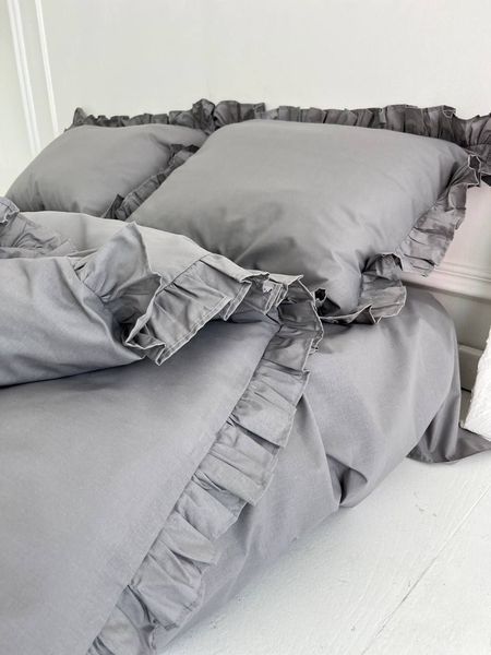 Комплект постельного белья Рюши Бязь Gold Lux &bull; 100% хлопок &bull; Серый RUCHI-Bgold-GREY фото