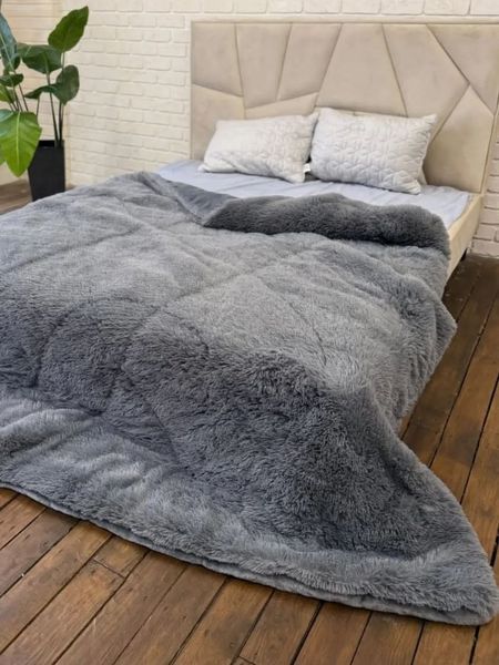 Покрывало-одеяло &laquo;Травка&raquo; &bull; цвет Графитовый FUR-BLANKET-TRAVKA-GRAFITOVIY фото