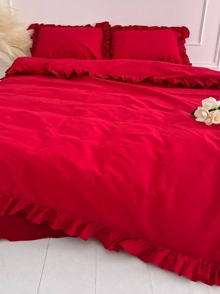 Комплект постельного белья Рюши Бязь Gold Lux &bull; 100% хлопок &bull; Червоний RUCHI-Bgold-RED фото