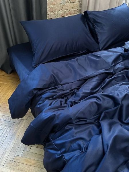Комплект постельного белья Сатин Premium &bull; 100% хлопок Турция &bull; Глубокий синий SATIN-HLYBOKYI-SYNYI фото