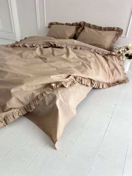 Комплект постільної білизни Рюши Бязь Gold Lux &bull; 100% бавовна &bull; Капучино RUCHI-Bgold-CAPPUCCINO фото