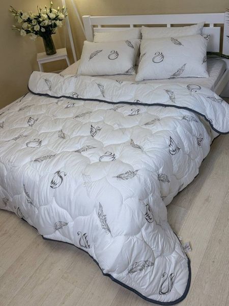 Одеяло всесезонное &laquo;Эко-пух&raquo; &bull; микрофибра &bull; Белое с тёмным кантом BLANKET-ECO-DOWN-MICROFIBER-DARK-EDGE фото
