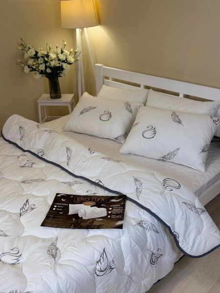 Одеяло всесезонное &laquo;Эко-пух&raquo; &bull; микрофибра &bull; Белое с тёмным кантом BLANKET-ECO-DOWN-MICROFIBER-DARK-EDGE фото
