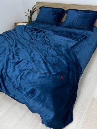 Комплект велюрової постільної білизни Моника &bull; колір Синій VELOUR-MONIKA-SINIY фото