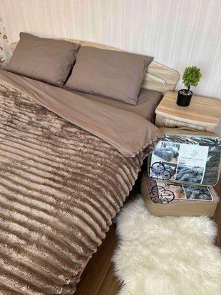 Комплект плюшевого постельного белья Шарпей с сатином, Евро, Шоколад PLUSH-SHARPEY-SATIN-SHOKOLAD фото