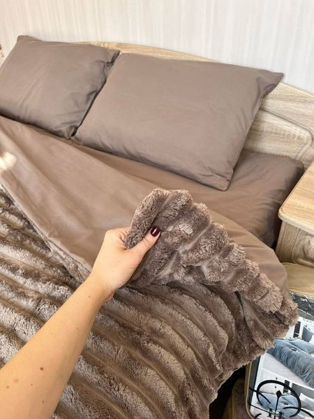 Комплект плюшевого постельного белья Шарпей с сатином, Евро, Шоколад PLUSH-SHARPEY-SATIN-SHOKOLAD фото
