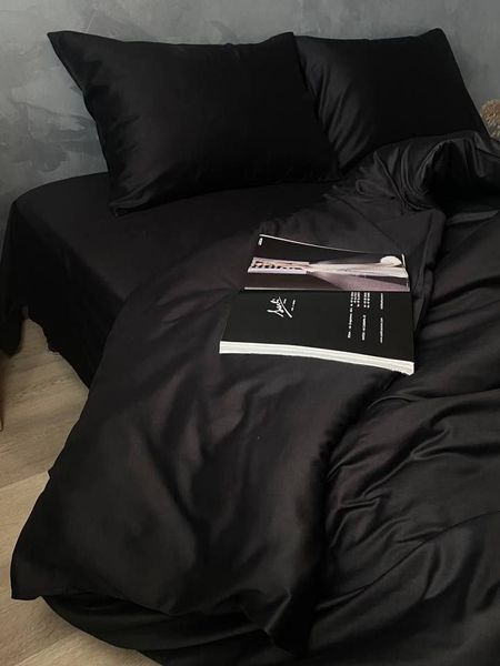 Комплект постельного белья Сатин Premium &bull; 100% хлопок Турция &bull; Чёрный SATIN-CHORNYI фото