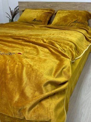 Комплект велюрової постільної білизни Моника &bull; Медове золото VELOUR-MONIKA-MEDOVE-ZOLOTO фото