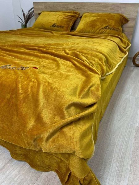 Комплект велюрової постільної білизни Моника &bull; Медове золото VELOUR-MONIKA-MEDOVE-ZOLOTO фото