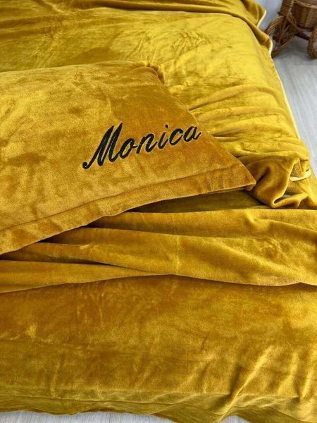 Комплект велюрової постільної білизни Моника &bull; Медове золото VELOUR-MONIKA-MEDOVE-ZOLOTO фото