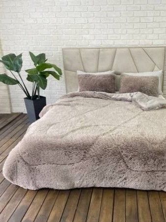 Покрывало-одеяло &laquo;Травка&raquo; &bull; Беж FUR-BLANKET-TRAVKA-BEZ фото