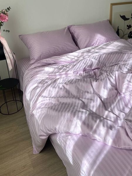 Комплект постельного белья Страйп-сатин &bull; 100% хлопок &bull; Лаванда 2 STRIPE-SATIN-LAVANDA-2 фото