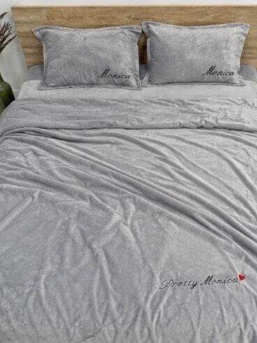 Комплект велюрової постільної білизни Моника &bull; Жемчужний VELOUR-MONIKA-ZHEMCHUZHNIY фото