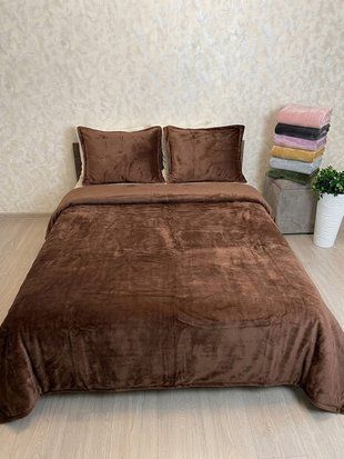 Комплект велюрового постельного белья &bull; L&M House Textiles &bull; Кофейный VELOUR-LM-EURO-COFFEE фото
