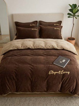 Комплект велюрової постільної білизни &bull; Elegant Living &bull; Шоколад & Карамель VELOUR-ELEGANT-LIVING-CHOCOLATE-CARAMEL фото